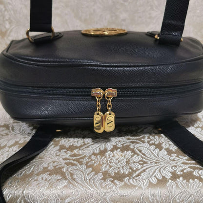 Valentino Garavani Shoulder Bag Purse Logo Leather Black Authentic