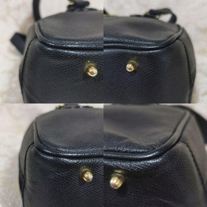 Valentino Garavani Shoulder Bag Purse Logo Leather Black Authentic