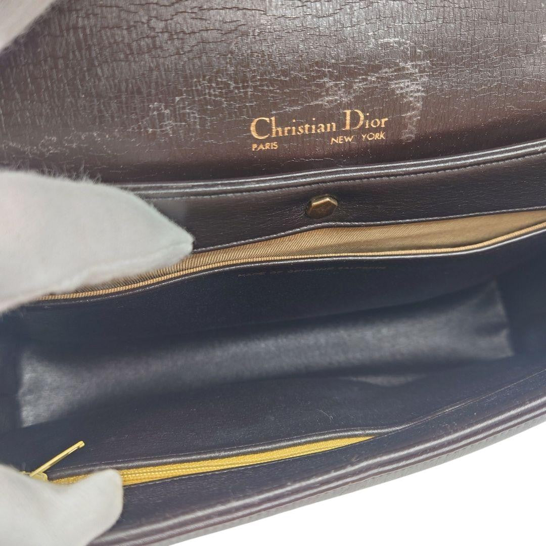 Christian Dior Hand Shoulder Bag Tote Purse 2way Logo Leather Brown Authentic