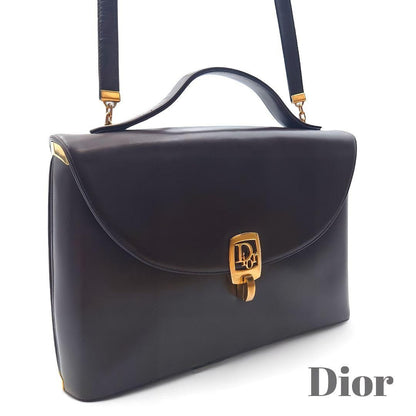 Christian Dior Hand Shoulder Bag Tote Purse 2way Logo Leather Brown Authentic