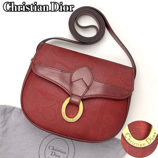 Christian Dior Shoulder Bag Purse Trotter PVC Leather Red Authentic