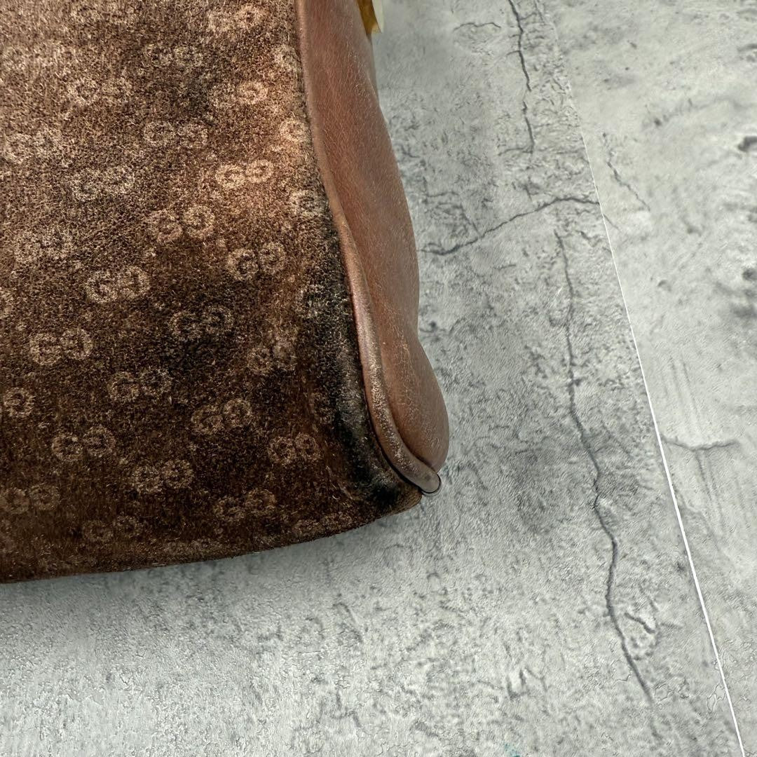 GUCCI Shoulder Bag Purse Interlocking Leather Suede Brown Authentic