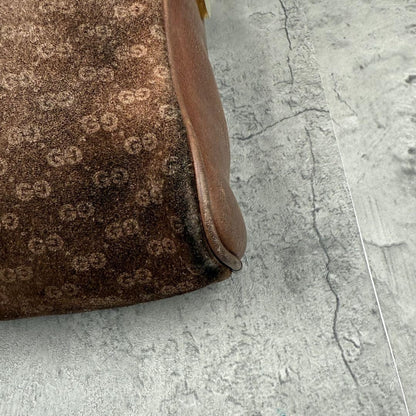 GUCCI Shoulder Bag Purse Interlocking Leather Suede Brown Authentic