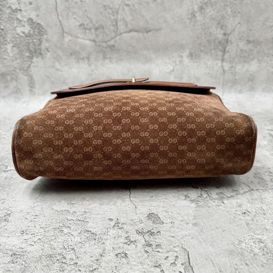 GUCCI Shoulder Bag Purse Interlocking Leather Suede Brown Authentic