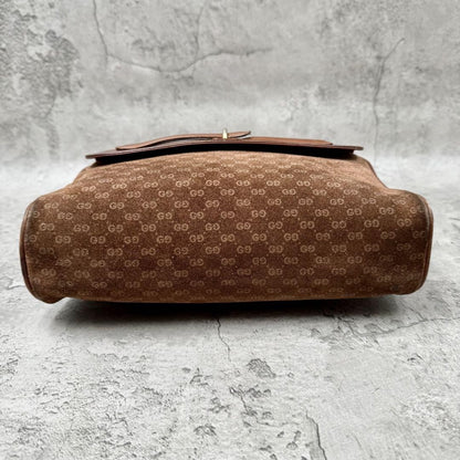 GUCCI Shoulder Bag Purse Interlocking Leather Suede Brown Authentic