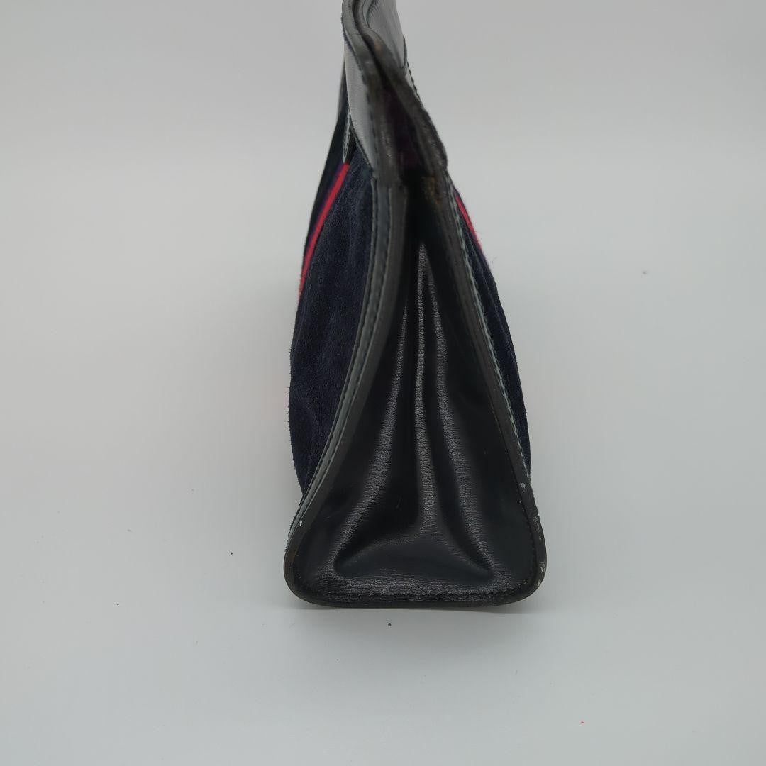 GUCCI Clutch Bag Second Bag Sherry Line Suede Navy Authentic