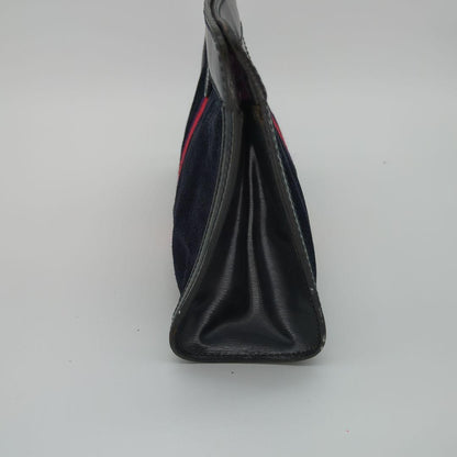 GUCCI Clutch Bag Second Bag Sherry Line Suede Navy Authentic