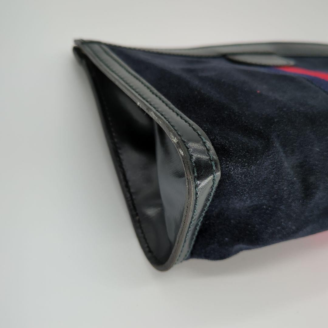 GUCCI Clutch Bag Second Bag Sherry Line Suede Navy Authentic