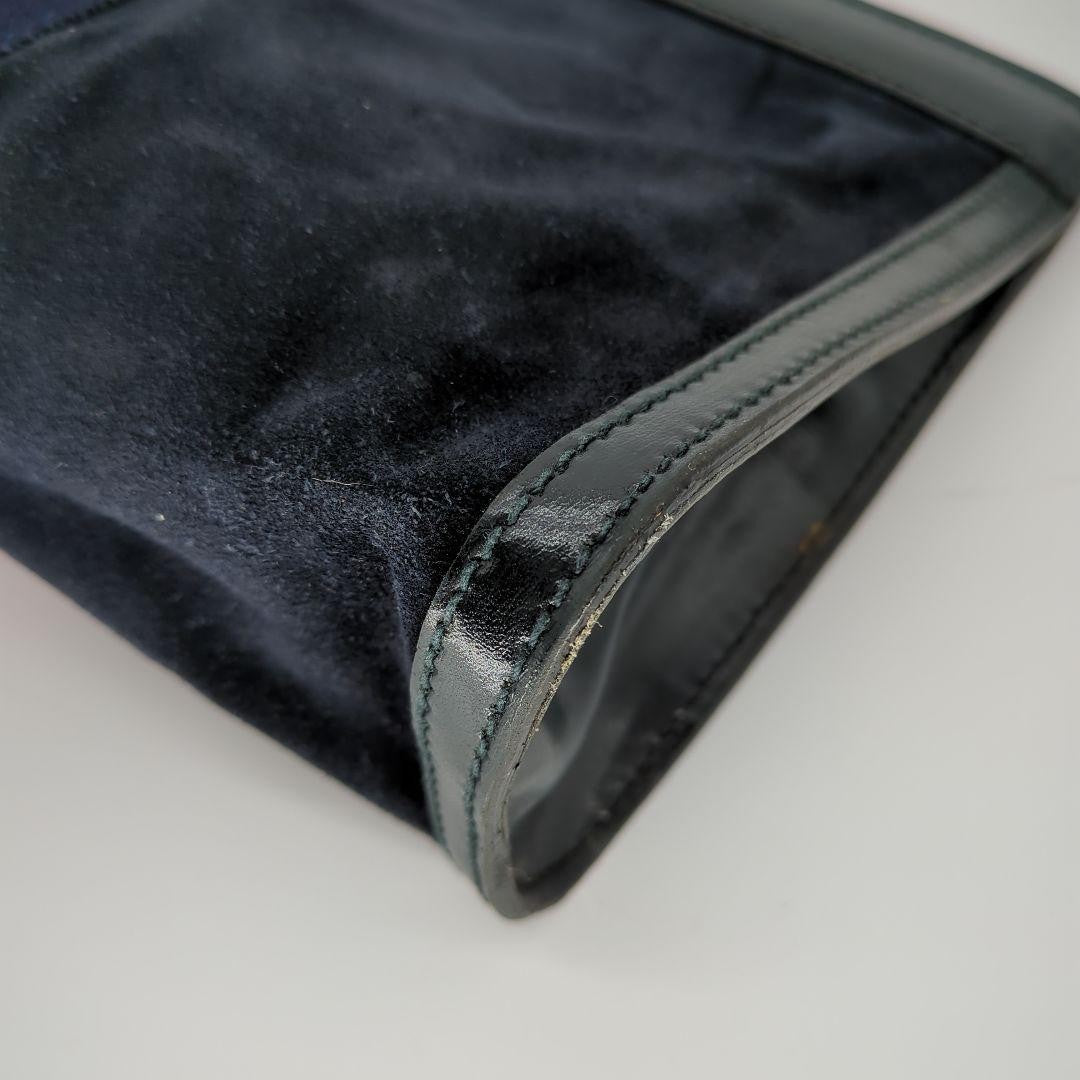 GUCCI Clutch Bag Second Bag Sherry Line Suede Navy Authentic