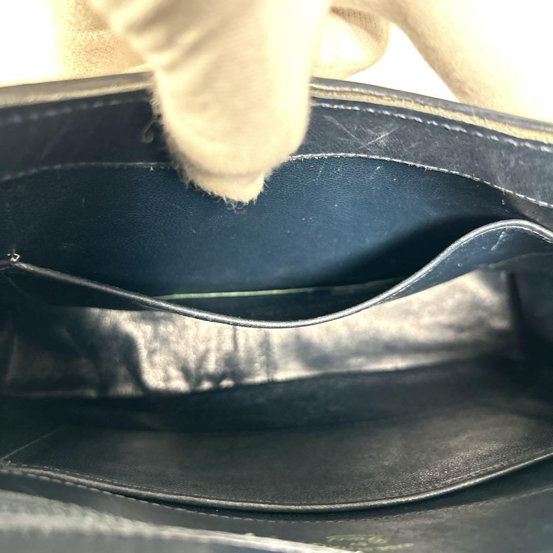 GUCCI Shoulder Bag Purse GG Canvas Leather Navy Authentic