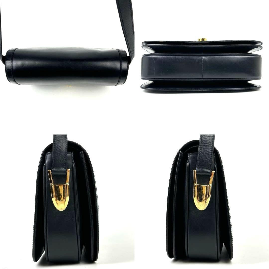 GUCCI Shoulder Bag Purse Interlocking Leather Dark Navy Authentic