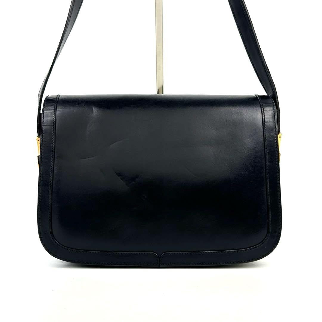 GUCCI Shoulder Bag Purse Interlocking Leather Dark Navy Authentic