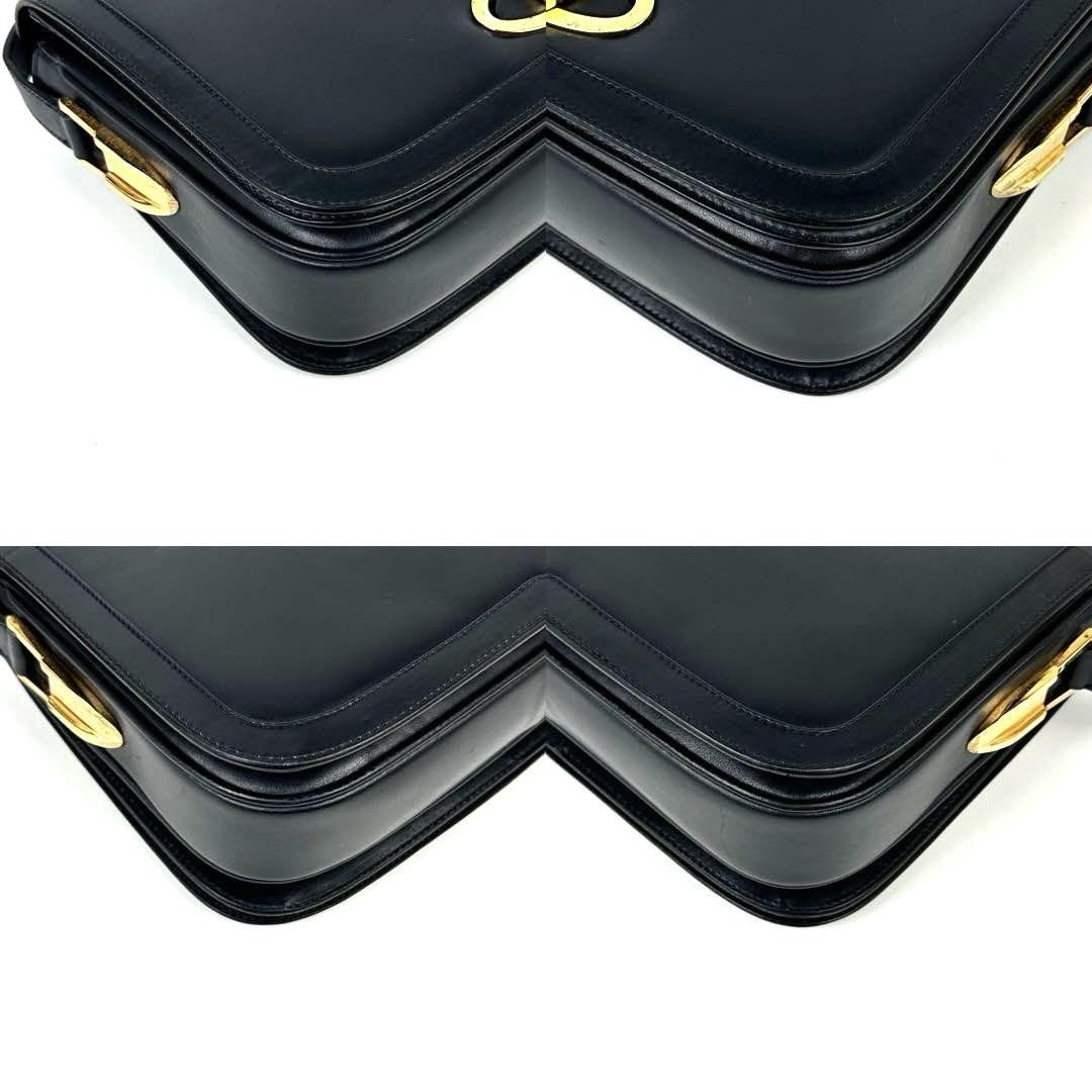 GUCCI Shoulder Bag Purse Interlocking Leather Dark Navy Authentic