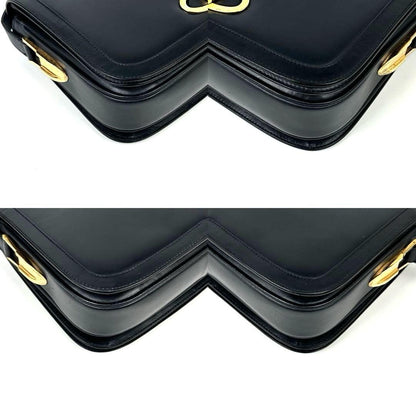 GUCCI Shoulder Bag Purse Interlocking Leather Dark Navy Authentic
