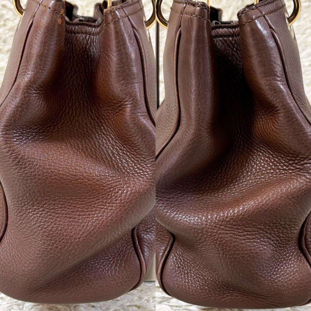 GUCCI Hand Bag Tote Purse Bamboo Leather Brown Authentic