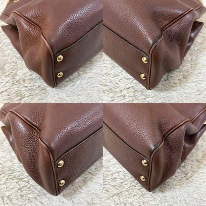 GUCCI Hand Bag Tote Purse Bamboo Leather Brown Authentic
