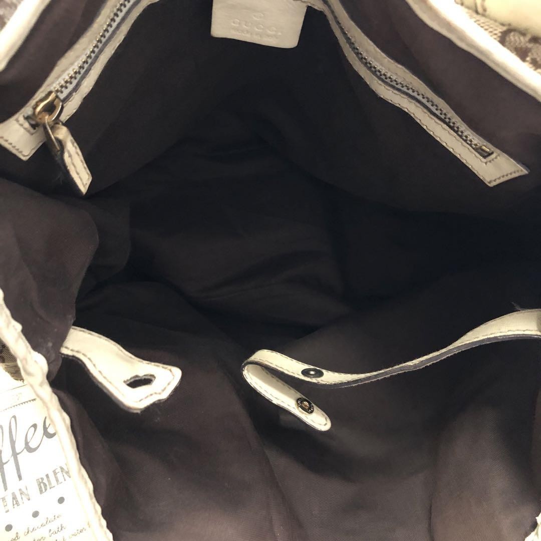 GUCCI Hand Bag Tote Purse GG Canvas Leather Authentic