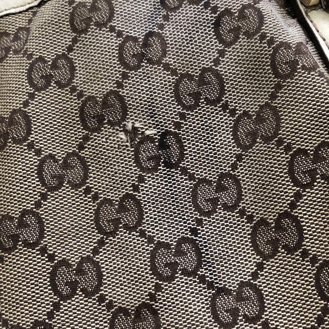GUCCI Hand Bag Tote Purse GG Canvas Leather Authentic
