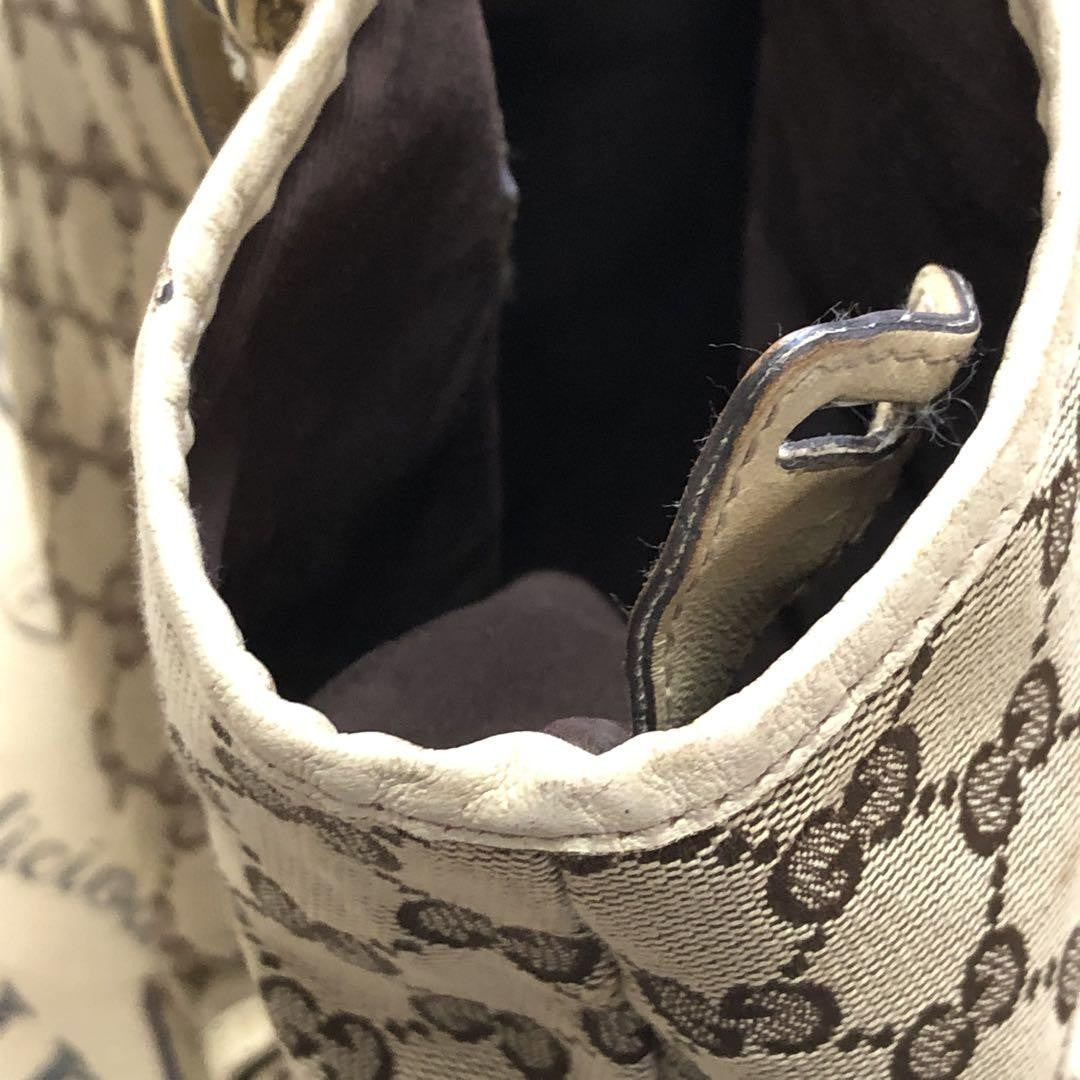 GUCCI Hand Bag Tote Purse GG Canvas Leather Authentic