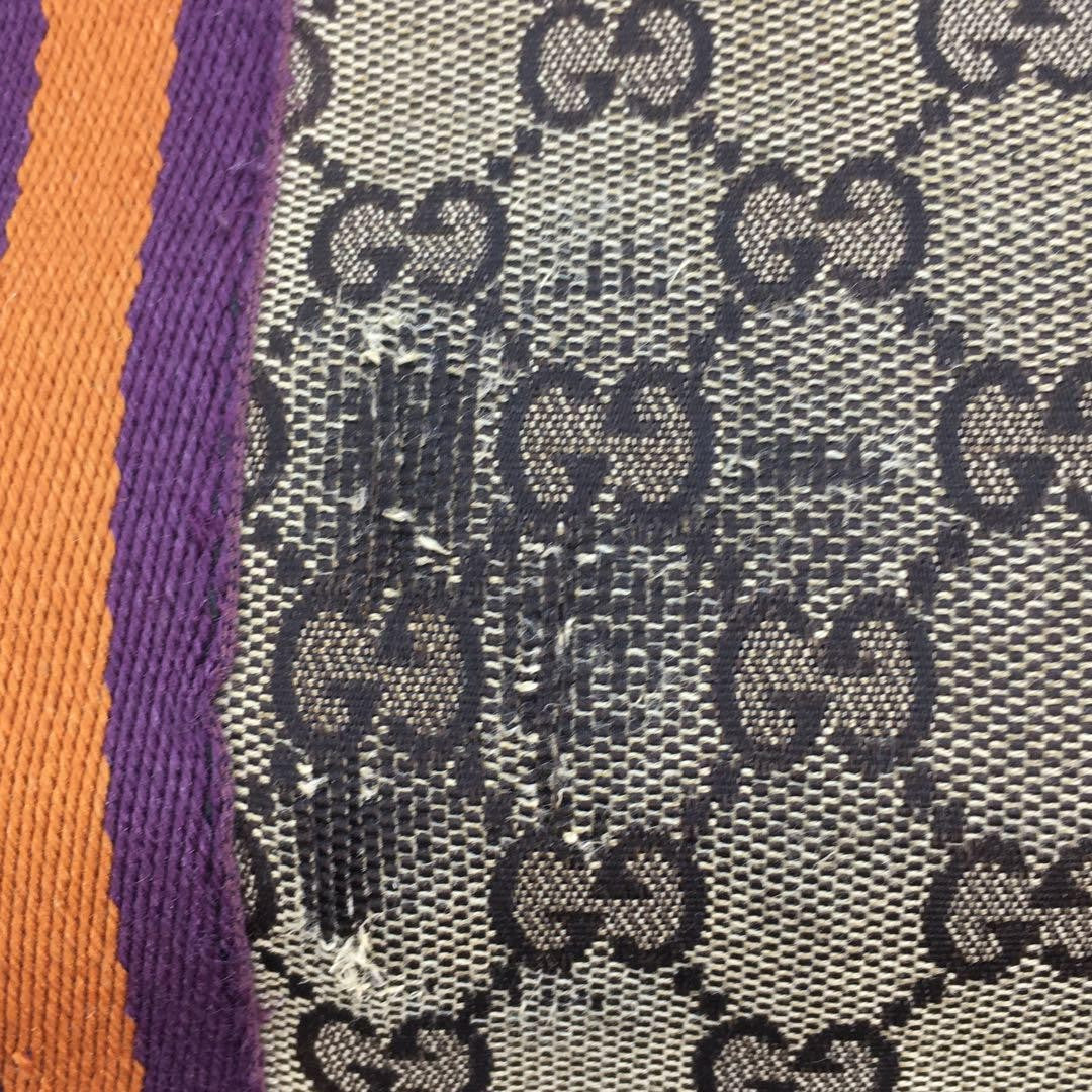 GUCCI Hand Bag Tote Purse GG Canvas Leather Brown Purple Authentic