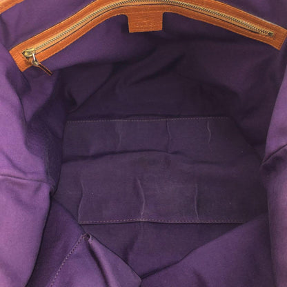 GUCCI Hand Bag Tote Purse GG Canvas Leather Brown Purple Authentic