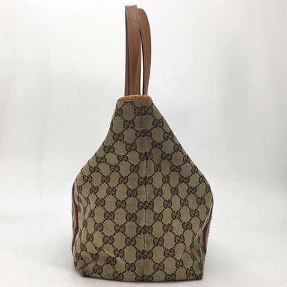 GUCCI Hand Bag Tote Purse GG Canvas Leather Brown Purple Authentic