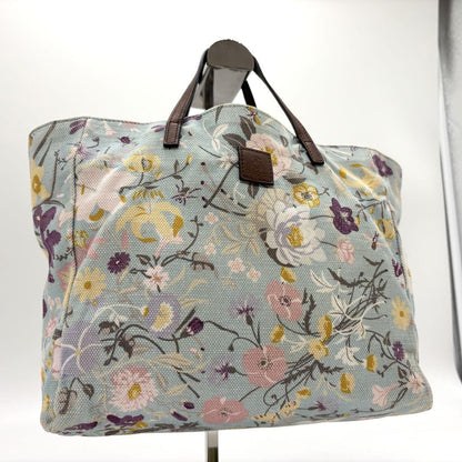 GUCCI Hand Bag Tote Purse Floral Canvas Leather Multicolor Authentic