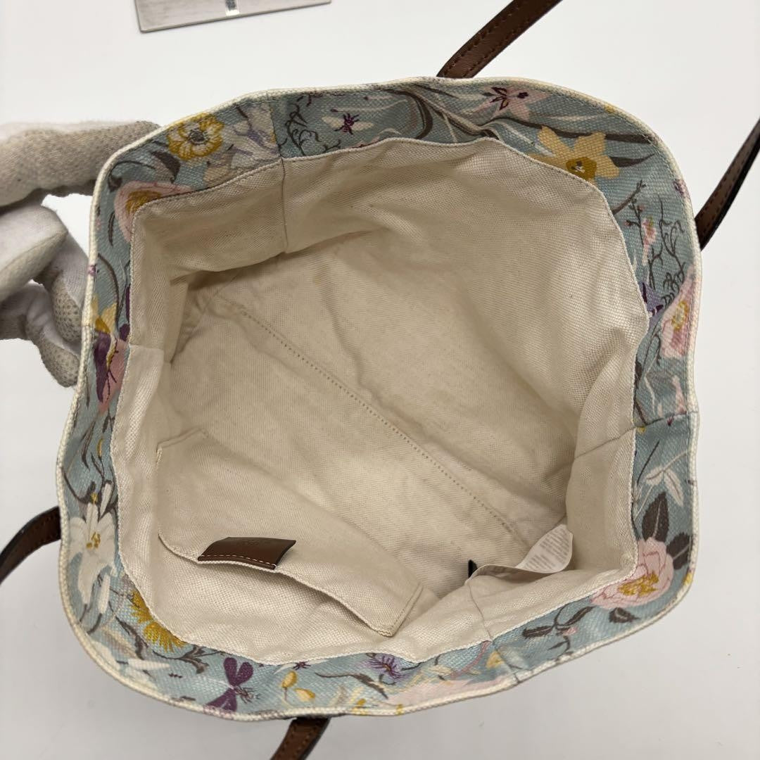 GUCCI Hand Bag Tote Purse Floral Canvas Leather Multicolor Authentic