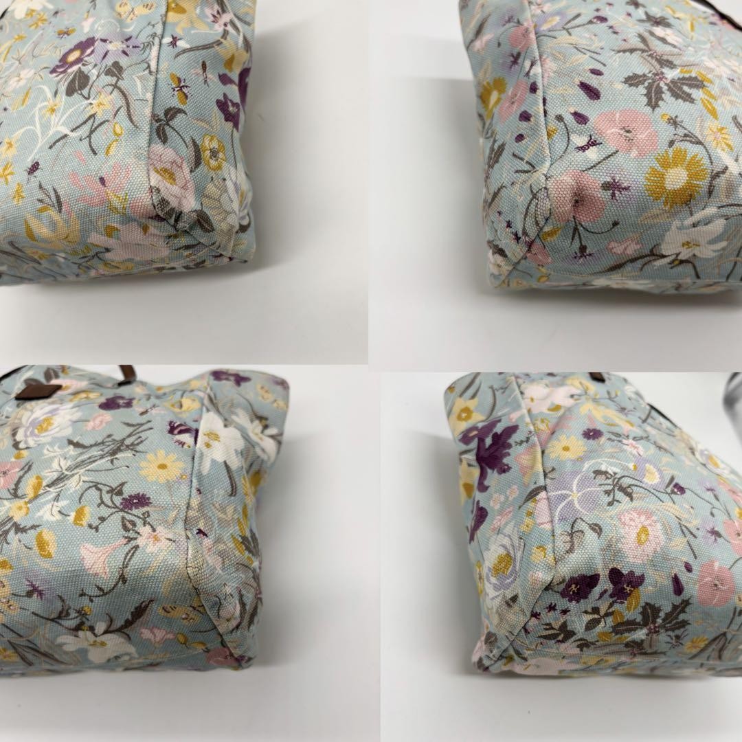GUCCI Hand Bag Tote Purse Floral Canvas Leather Multicolor Authentic