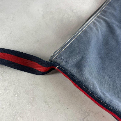 GUCCI Shoulder Bag Purse Sherry Line Canvas Leather Navy Authentic