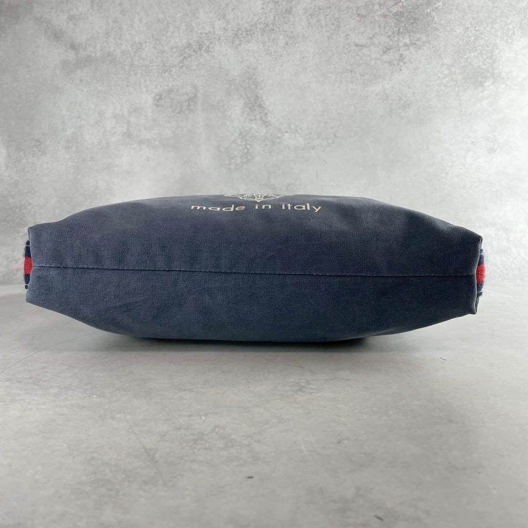 GUCCI Shoulder Bag Purse Sherry Line Canvas Leather Navy Authentic