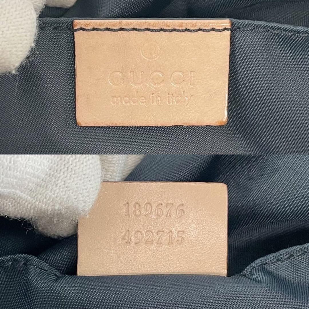 GUCCI Shoulder Bag Purse Sherry Line Canvas Leather Navy Authentic