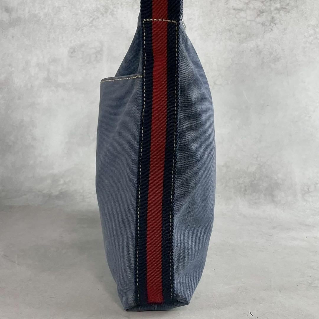 GUCCI Shoulder Bag Purse Sherry Line Canvas Leather Navy Authentic