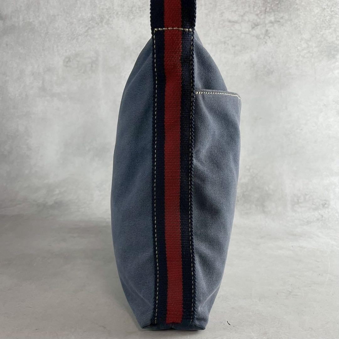 GUCCI Shoulder Bag Purse Sherry Line Canvas Leather Navy Authentic