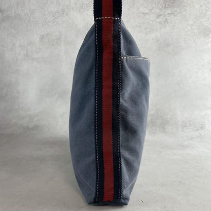 GUCCI Shoulder Bag Purse Sherry Line Canvas Leather Navy Authentic