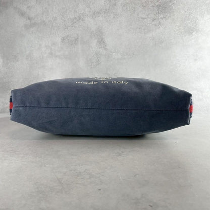 GUCCI Shoulder Bag Purse Sherry Line Canvas Leather Navy Authentic