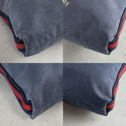 GUCCI Shoulder Bag Purse Sherry Line Canvas Leather Navy Authentic