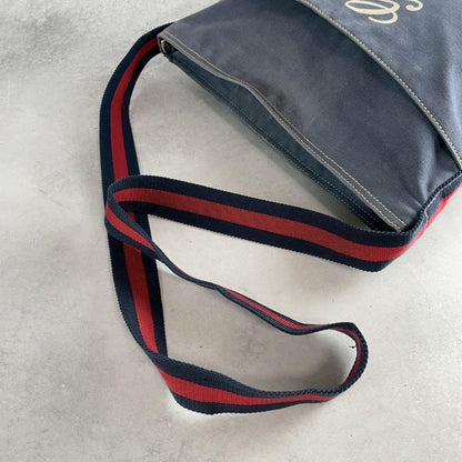 GUCCI Shoulder Bag Purse Sherry Line Canvas Leather Navy Authentic
