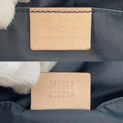 GUCCI Shoulder Bag Purse Sherry Line Canvas Leather Navy Authentic