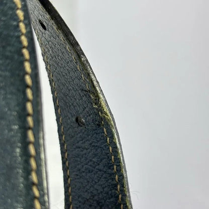 GUCCI Hand Bag Tote Purse Horsebit Canvas Leather Brown Blue Authentic