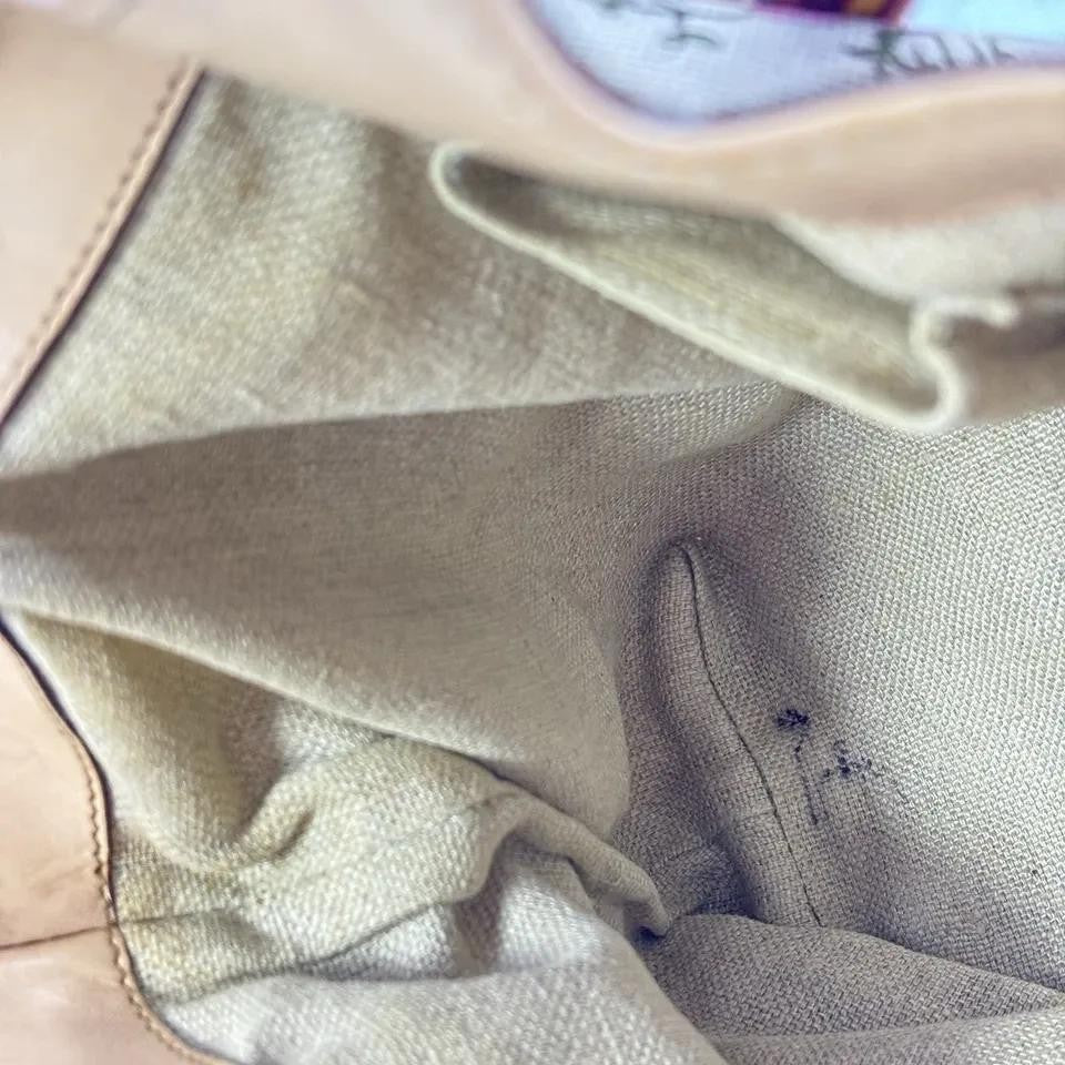 GUCCI Hand Bag Tote Purse Bamboo Canvas Leather Multicolor Beige Authentic