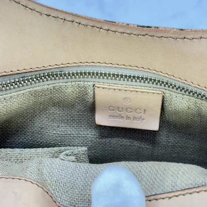 GUCCI Hand Bag Tote Purse Bamboo Canvas Leather Multicolor Beige Authentic