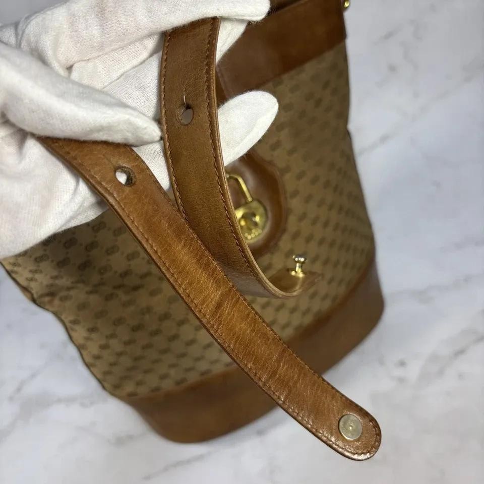 GUCCI Shoulder Bag Purse 2way GG Canvas Leather Brown Authentic