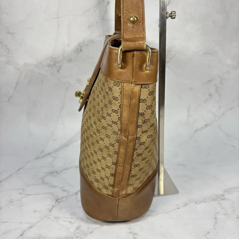 GUCCI Shoulder Bag Purse 2way GG Canvas Leather Brown Authentic