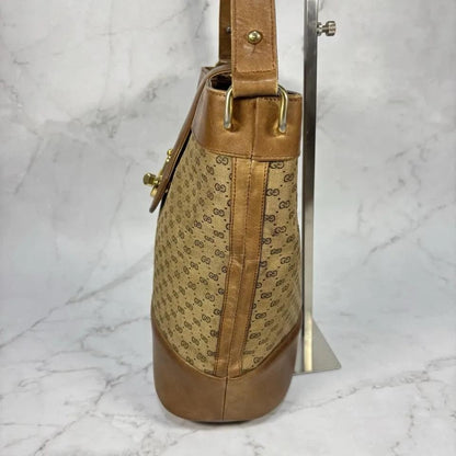GUCCI Shoulder Bag Purse 2way GG Canvas Leather Brown Authentic