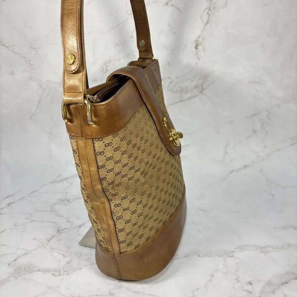 GUCCI Shoulder Bag Purse 2way GG Canvas Leather Brown Authentic