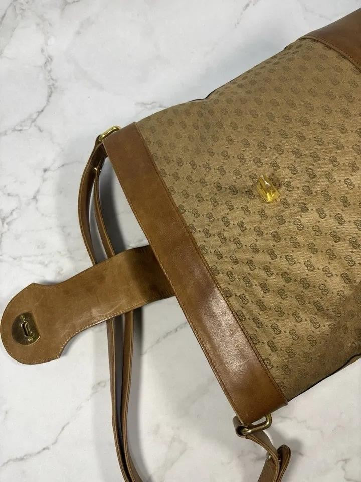 GUCCI Shoulder Bag Purse 2way GG Canvas Leather Brown Authentic