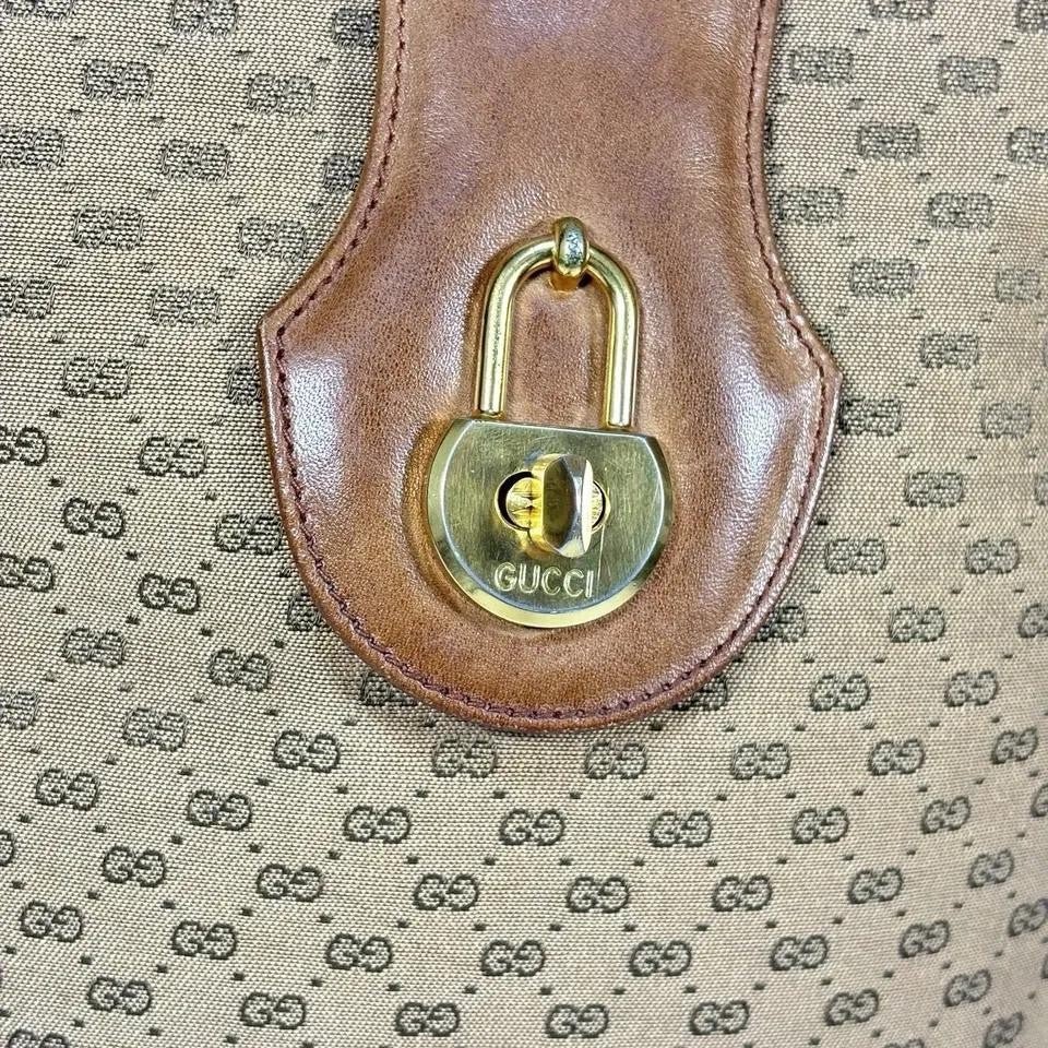 GUCCI Shoulder Bag Purse 2way GG Canvas Leather Brown Authentic