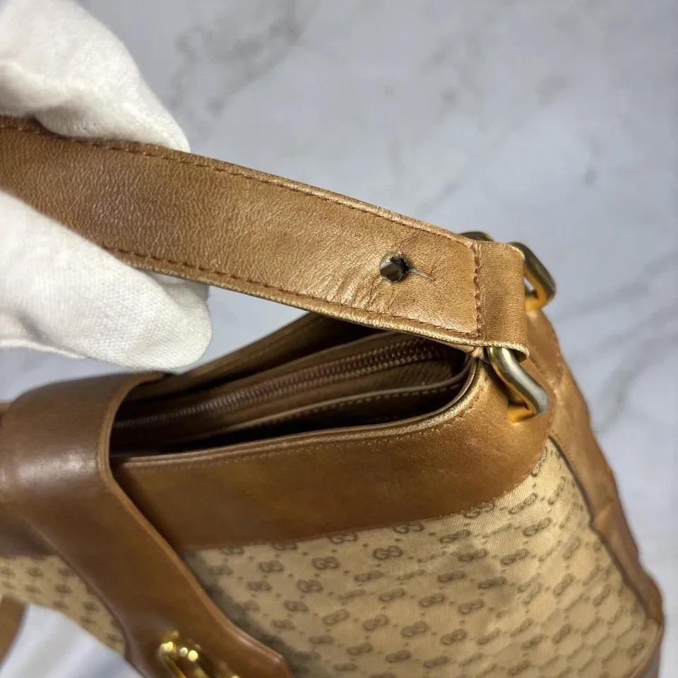 GUCCI Shoulder Bag Purse 2way GG Canvas Leather Brown Authentic