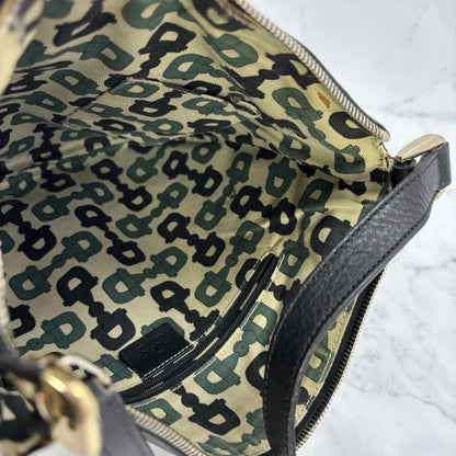 GUCCI Shoulder Bag Purse GG Canvas Leather Black Authentic